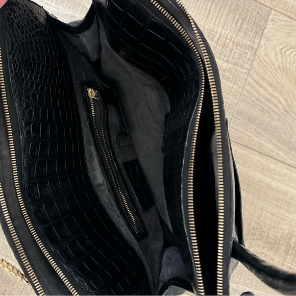 Nancy Gonzalez Black Crocodile Bag Tote Double Strap Vintage Square Rare! - Picture 8 of 16